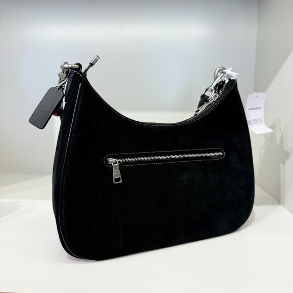 COACH Teri Hobo Bag With Cherry Charm CCZ88 suede/Silver/Black - Picture 4 of 12